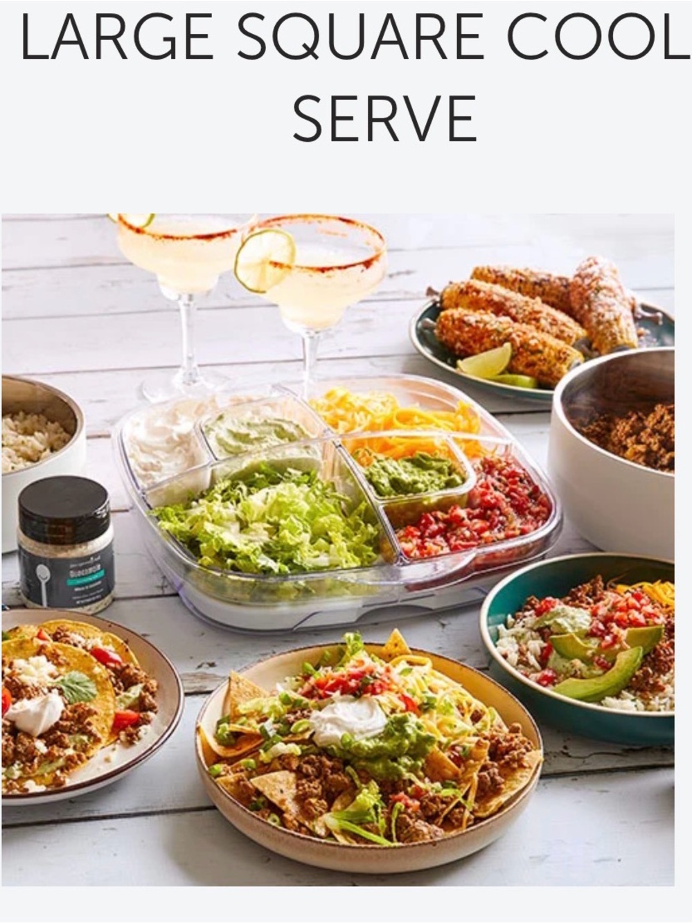 Pampered Chef Large Square Serving Platter with Removable Dividers - Clear